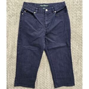 Lauren Ralph Lauren Womens Pants 4 Dark Blue Solid Cropped Capri Stretch Pockets